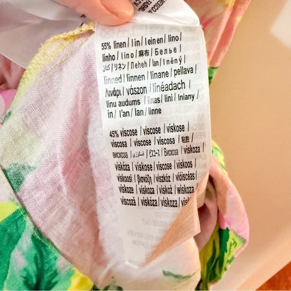 FARM Rio Linen Blend Tie-Strap Sweetheart Babydoll Midi Dress Size XS NEW - Picture 7 of 11